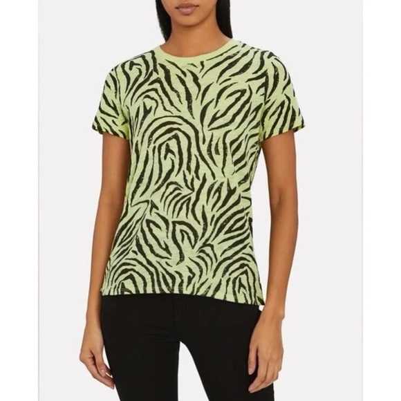 ATM Zebra Print Slub Jersey Schoolboy Crew Tee in Yellow Black Size M - Picture 10 of 11